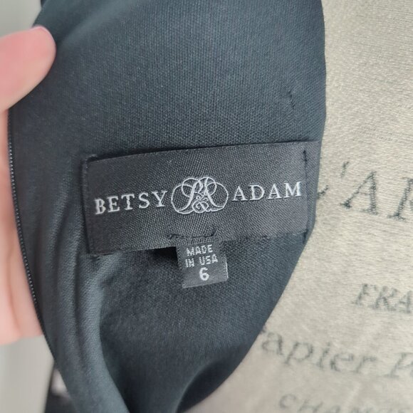 Betsy & Adam Black White Dress 6 Small Formal Midi Hi-Lo NWT - Picture 9 of 10